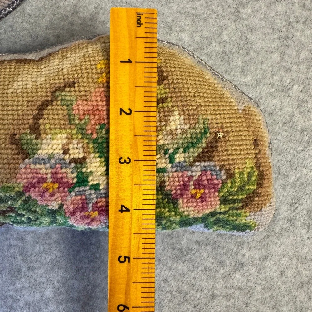Lillian Vernon Vintage Wool Needlepoint Easter Bunny Rabbit Pillow Blue Velvet